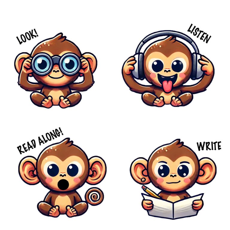 english-only-bilingual-audiobook-image-of-4-monkey