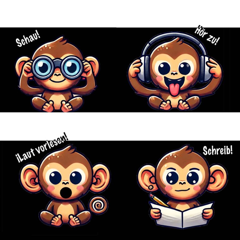 english-german-bilingual-audiobook-image-of-4-monkey-squares